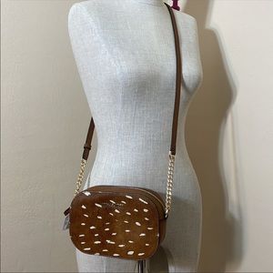 Michael Kors Deer Print Calfhair Camera Crossbody Purse